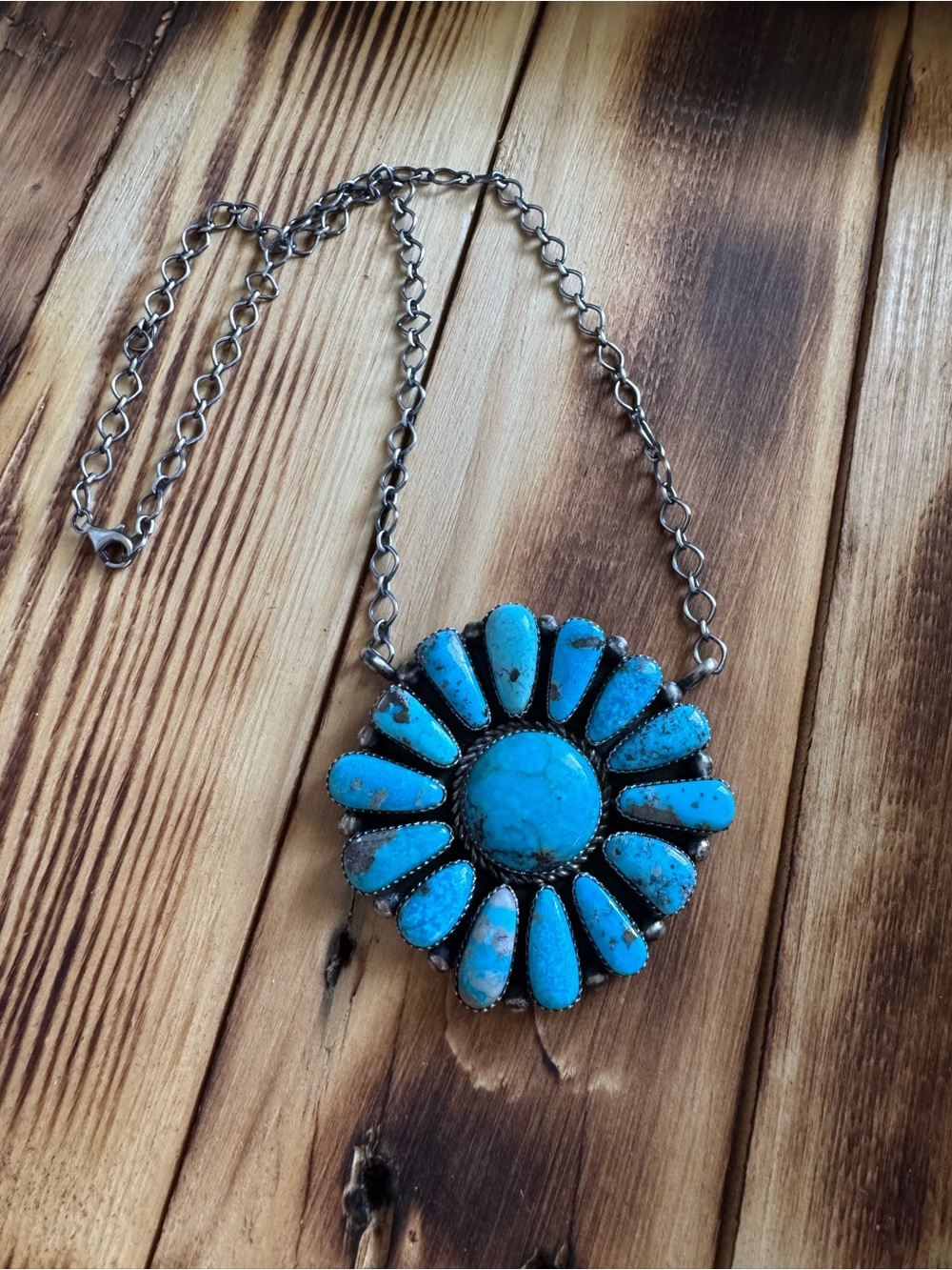 Pansy Johnson Native American Sterling silver statement necklace